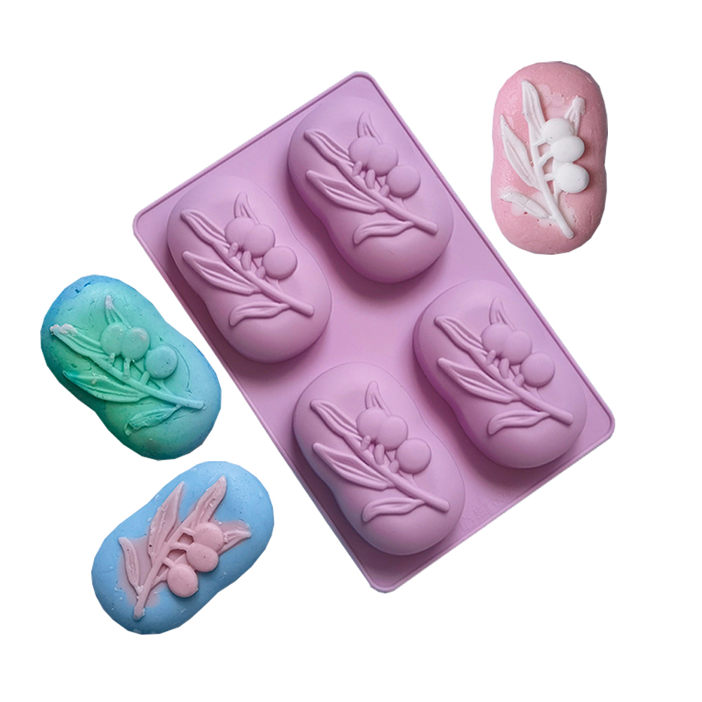 Soap Making Lab - 4 تجاويف البيضاوي شجرة الزيتون سيليكون